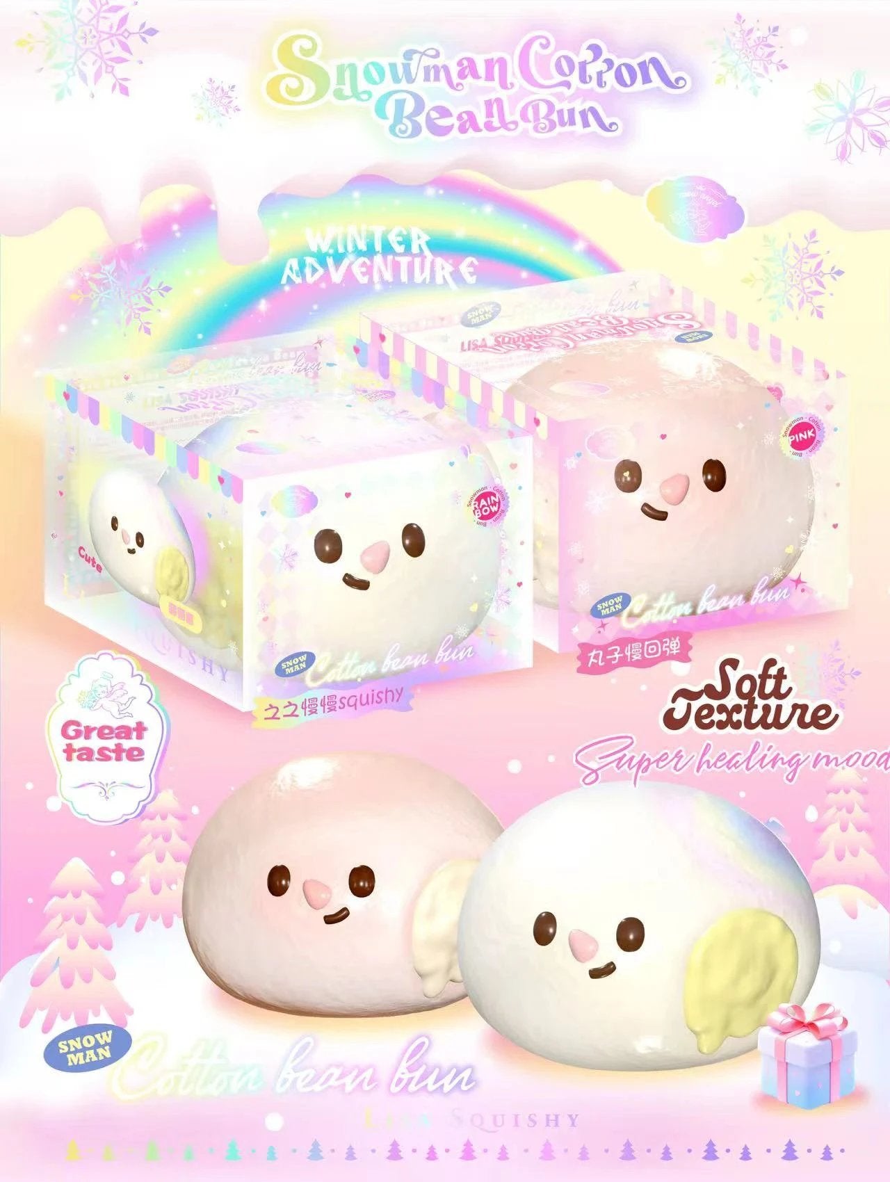 Mido Snowman Cotton Bean Bun Squishy – taketherare
