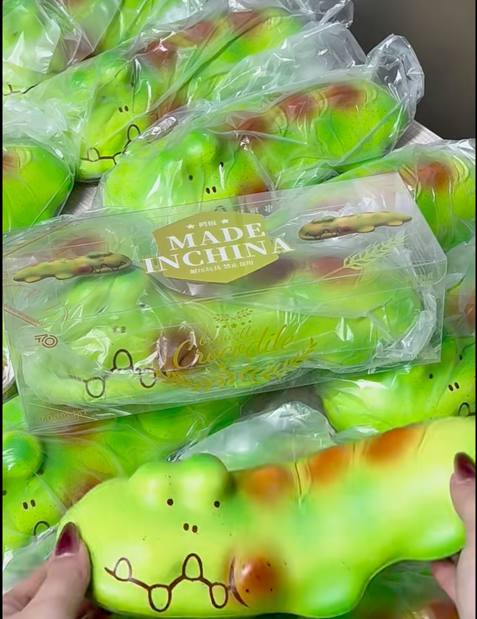 Jumbo Matcha Crocodile Baguette Squishy