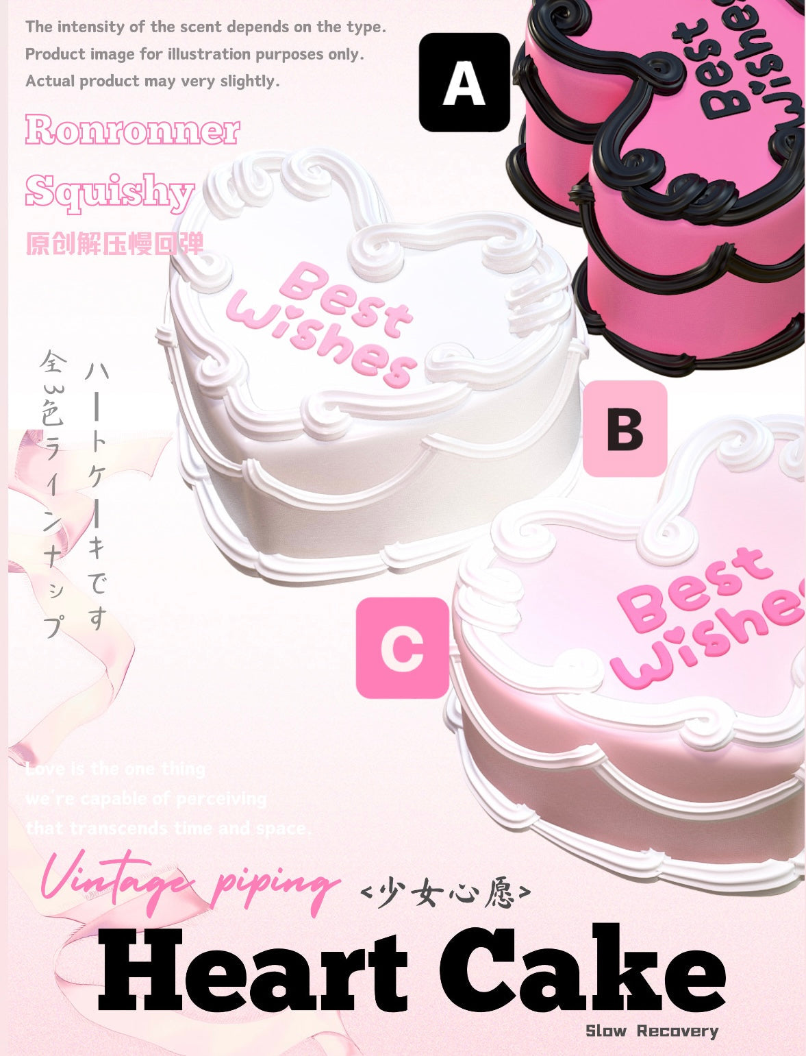 Ronronner Best Wishes Heart Cake Squishy