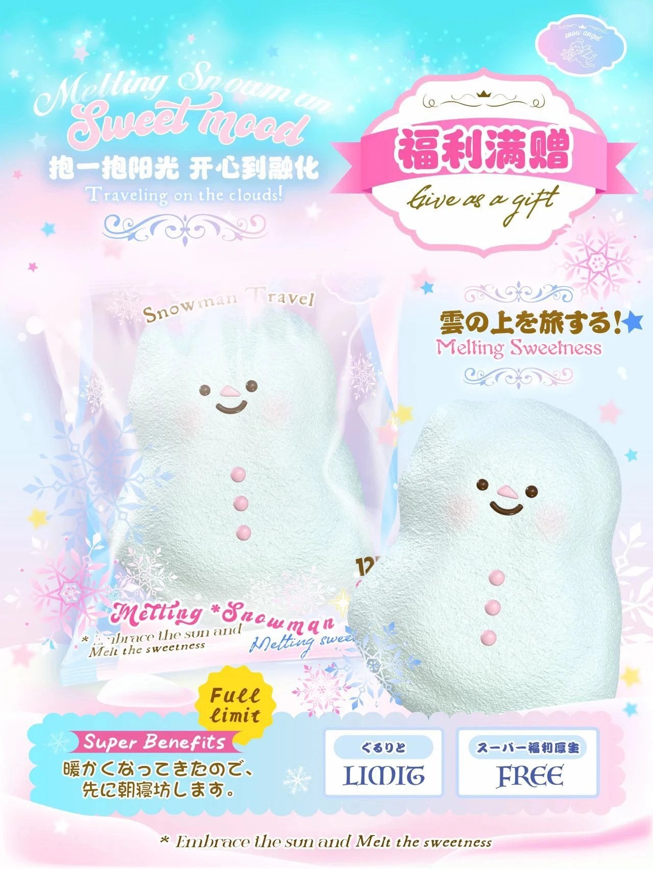 Lisa Melting Snowman Squishy (blue colour)