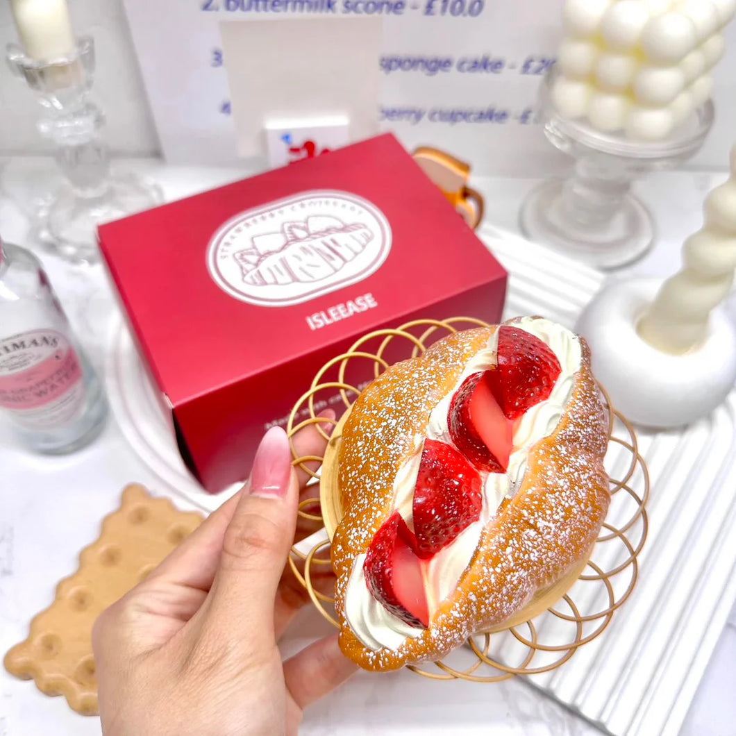 Realistic Strawberry Croissant Squishy