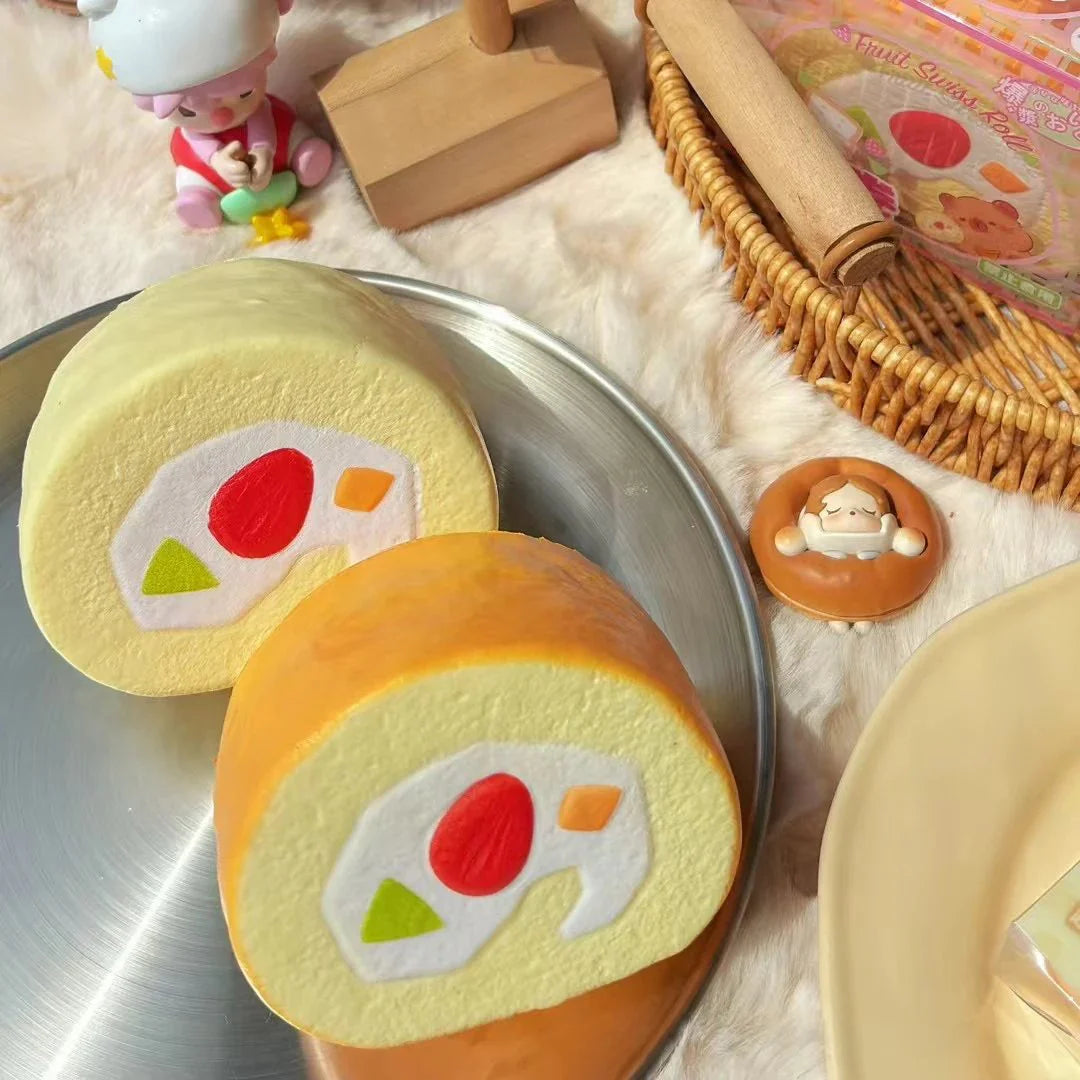 Moozy Capybara Fruit Swiss Roll Squishy (set of 2)